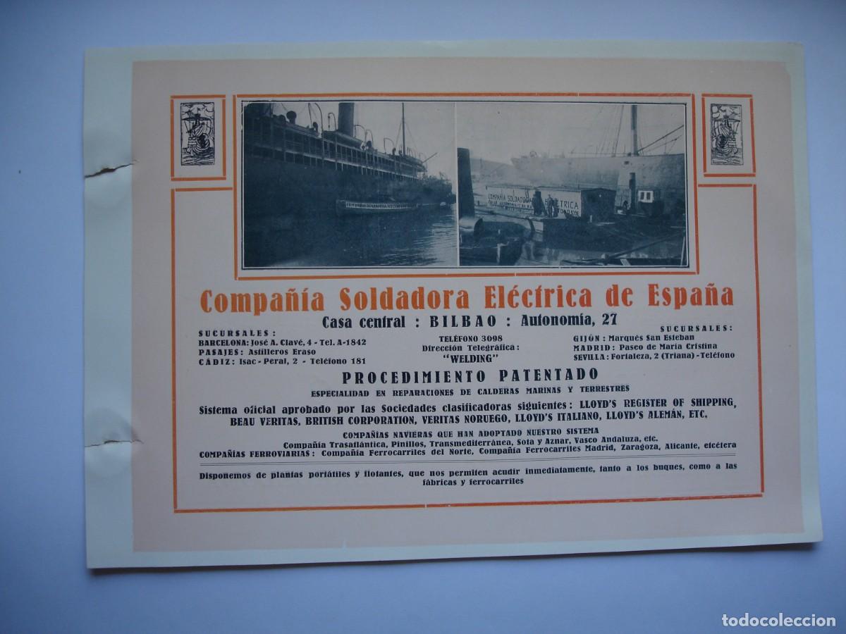 Coleccionismo: COMPA&Ntilde;IA SOLDADORA ELECTRICA DE ESPA&Ntilde;A BILBAO A&Ntilde;O 1926.