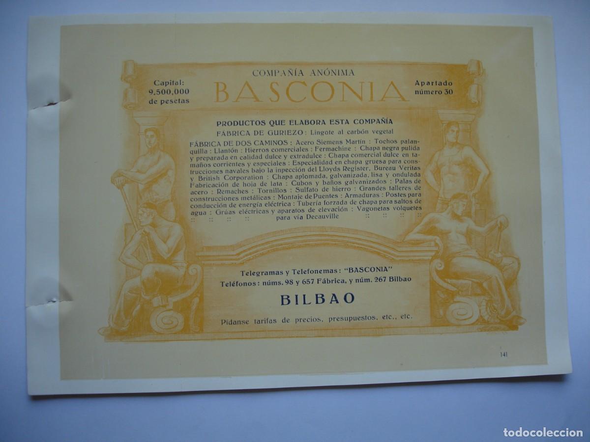 Sammelleidenschaft Papier: COMPA&Ntilde;IA ANONIMA BASCONIA BILBAO GURIEZO DOS CAMINOS A&Ntilde;O 1926.