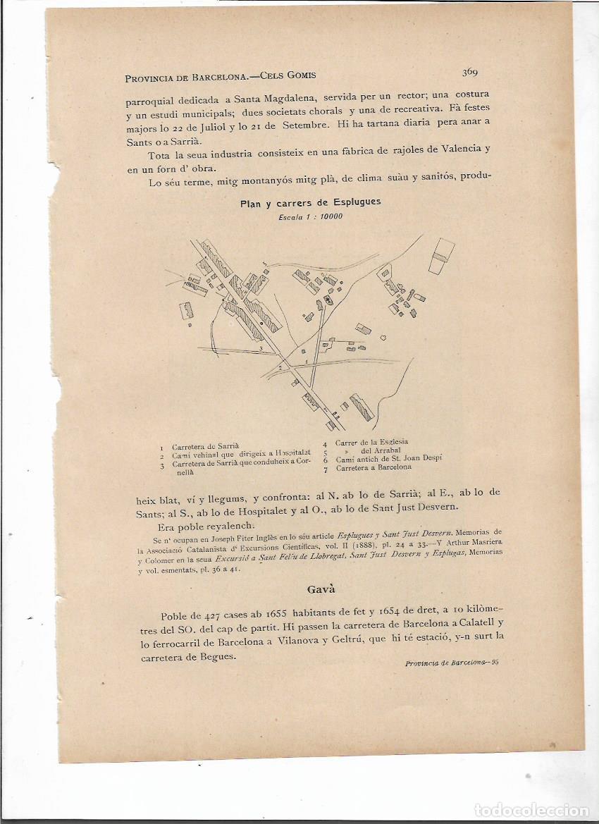 Coleccionismo: SEPARATA A&Ntilde;O 1913 ESPLUGUES SELLO MUNICIPAL ANTIGUO DESCRIPCION PLANO