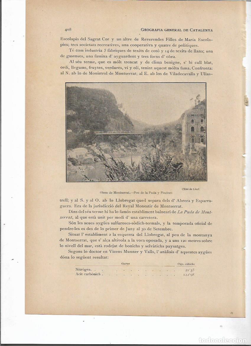 Collectionnisme: SEPARATA A&Ntilde;O 1913 OLESA DE MONTSERRAT SELLO MUNICIPAL ANTIGUO PLANO DESCRIPCION LA PUDA POZO PISCINA
