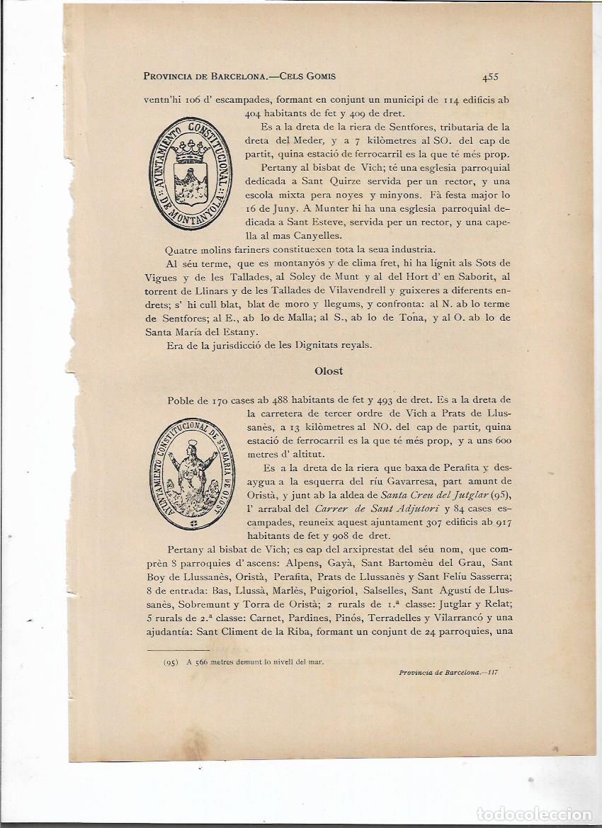 Coleccionismo: SEPARATA A&Ntilde;O 1913 MUNTANYOLA SELLO MUNICIPAL ANTIGUO DESCRIPCION
