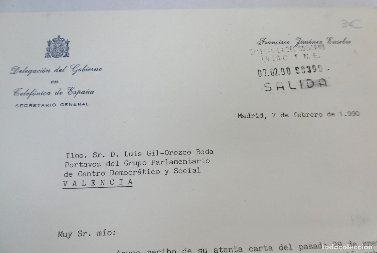 Coleccionismo: Carta de la Delegaci&oacute;n del Gobierno en Telefonica de Espa&ntilde;a 1990
