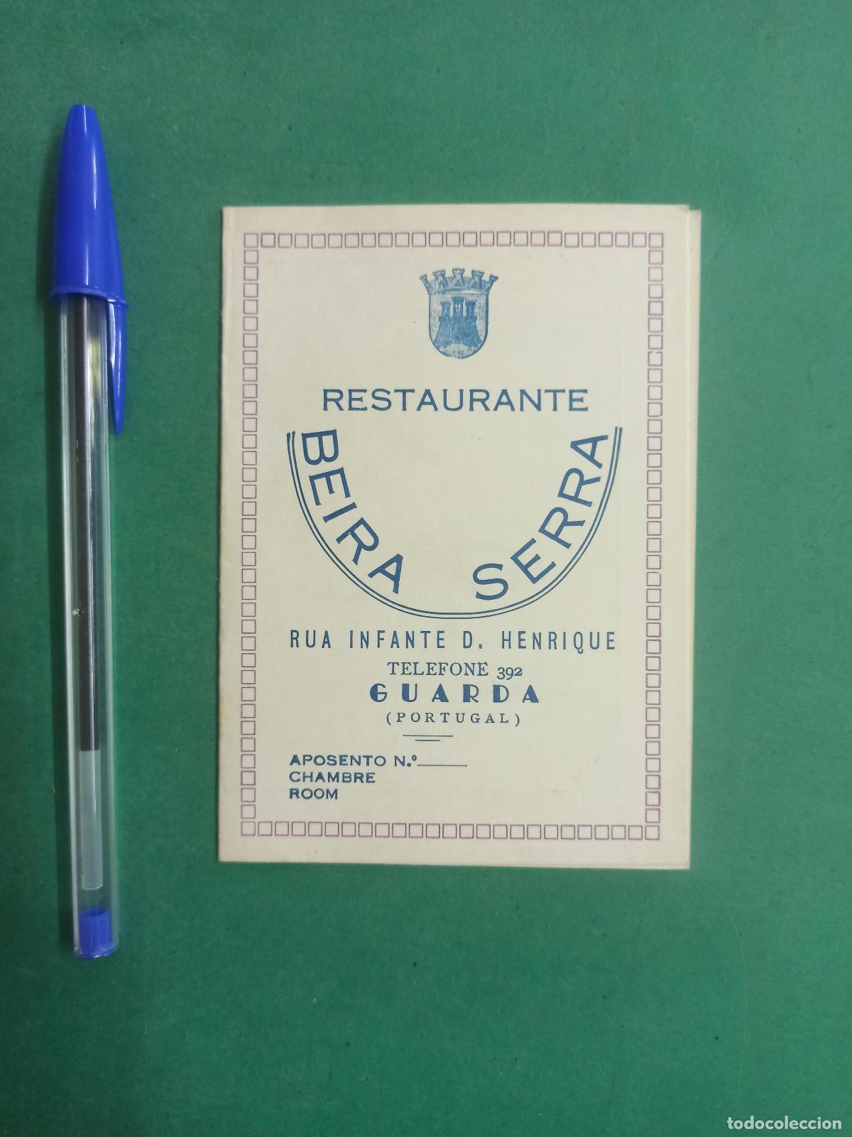 Colecionismo: Antigua tarjeta publicitaria Restaurante Beira Serra. Guarda. Portugal.
