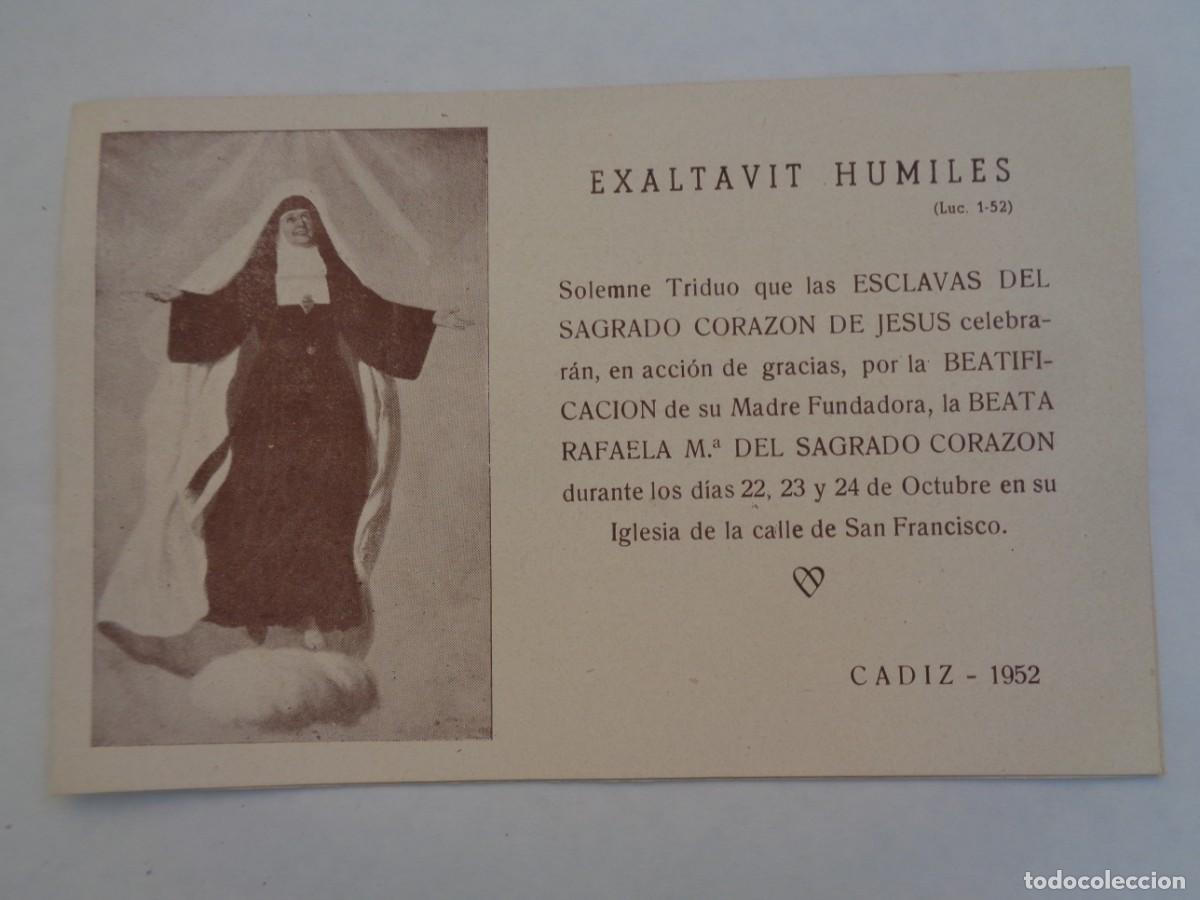 Coleccionismo: ESCLAVAS SAGRADO CORAZON JESUS: PROGRAMA SOLEMNE TRIDUO BEATIFICACION RAFAELA MARIA . CADIZ, 1952
