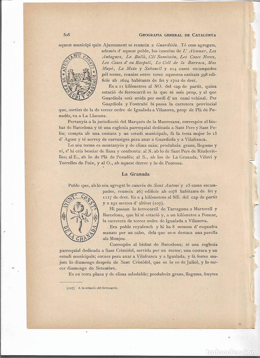 Colecionismo: SEPARATA A&Ntilde;O 1913 FONT-RUBI FONT RUBI FONTRUBI PENEDES SELLO MUNICIPAL ANTIGUO DESCRIPCION