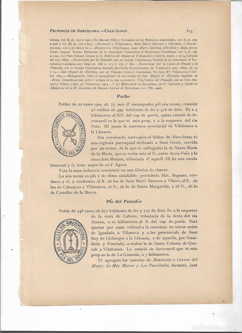 Colecionismo: SEPARATA A&Ntilde;O 1913 PACS DEL PENEDES SELLO MUNICIPAL ANTIGUO DESCRIPCION