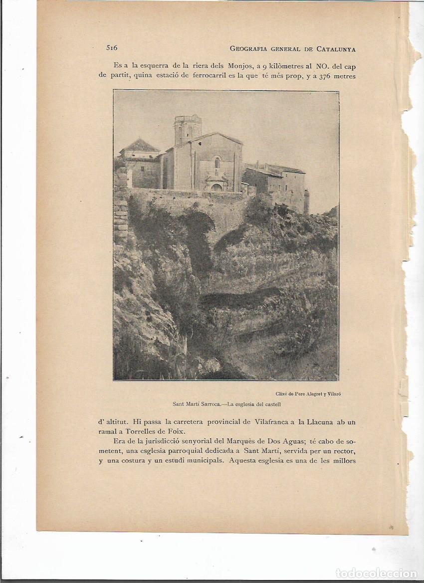 Colecionismo: SEPARATA A&Ntilde;O 1913 SANT MARTI SARROCA PENEDES SELLO MUNICIPAL ANTIGUO DESCRIPCION CASTILLO IGLESIA