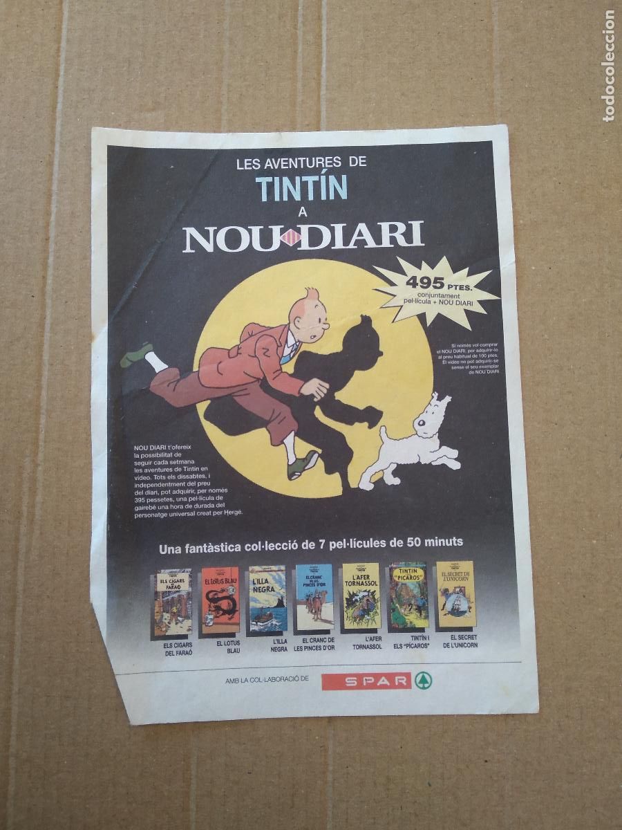 Coleccionismo: PANFLETO LES AVENTURES DE TINTIN A NOU DIARI PUBLICIDAD SPAR