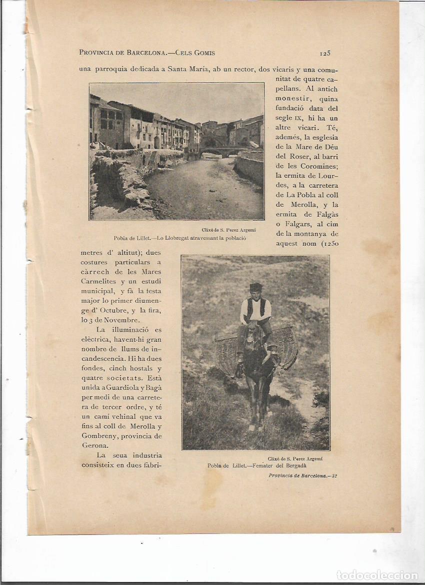 Coleccionismo: SEPARATA A&Ntilde;O 1913 LA POBLA DE LILLET SELLO MUNICIPAL ANTIGUO DESCRIPCION FEMATER VISTA GRAL FORESTAL