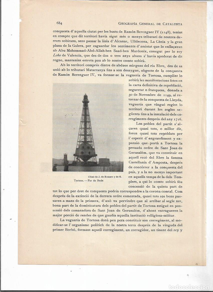 Coleccionismo: A&Ntilde;O 1913 RECORTE PRENSA TORTOSA DELTA DE EBRE FAR DE BUDA FARO