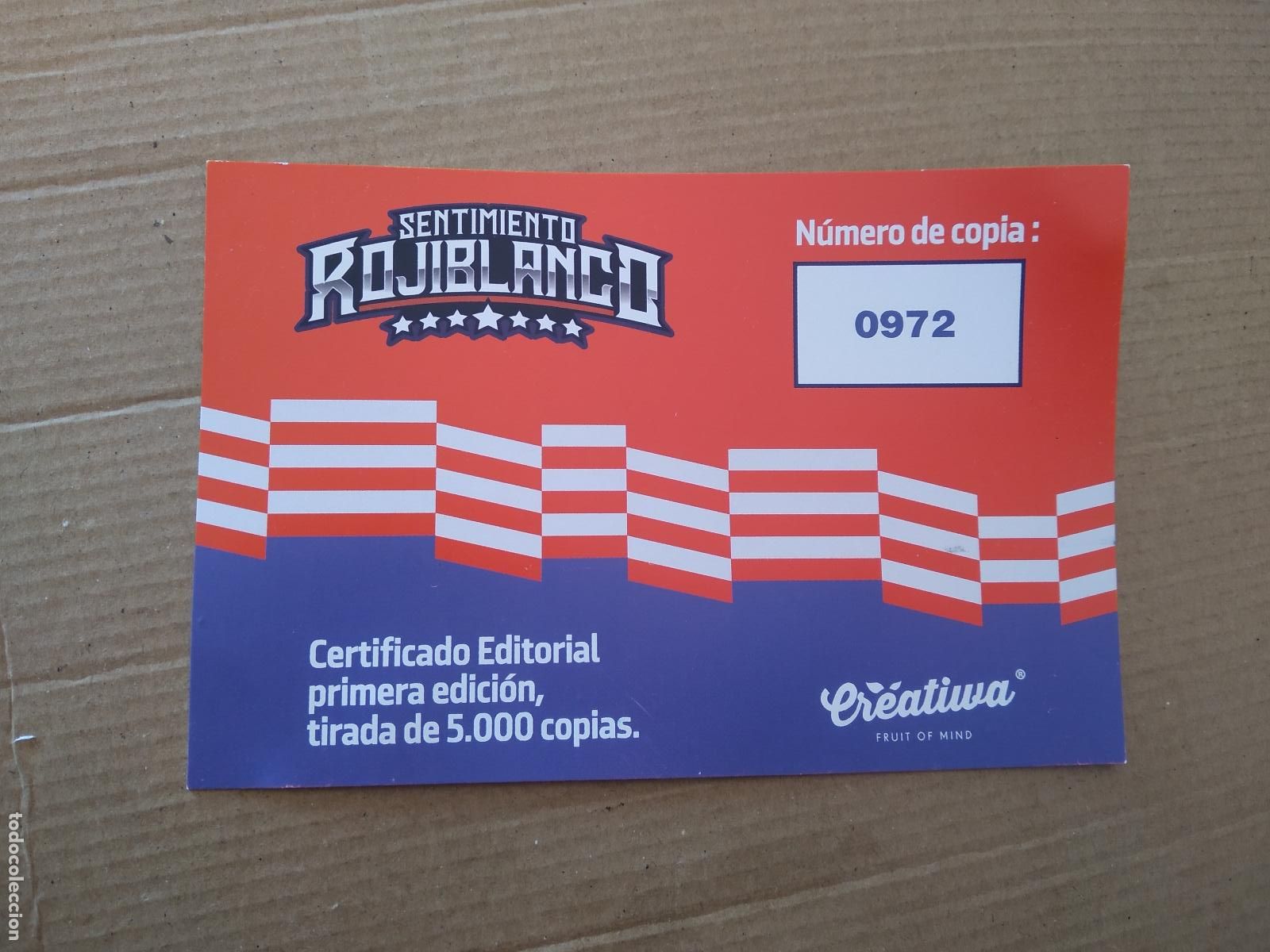 Coleccionismo: TARJETA SENTIMIENTO ROJIBLANCO COLECCION ATLETICO DE MADRID CERTIFICADO EDITORIAL CREATIWA