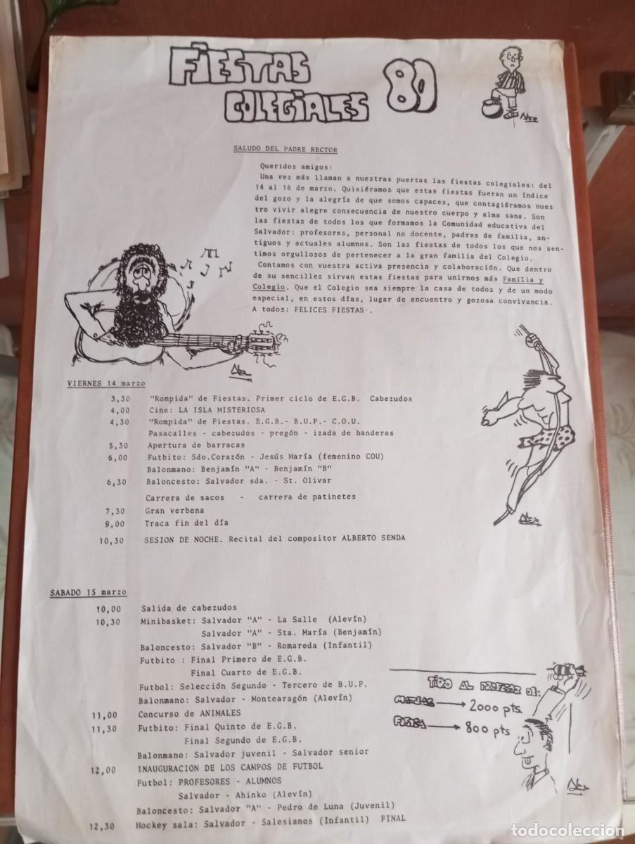 Collezionismo: PROGRAMA DE FIESTAS DEL COLEGIO JES&Uacute;S MARIA EL SALVADOR, JESUITAS, ZARAGOZA DE 1980