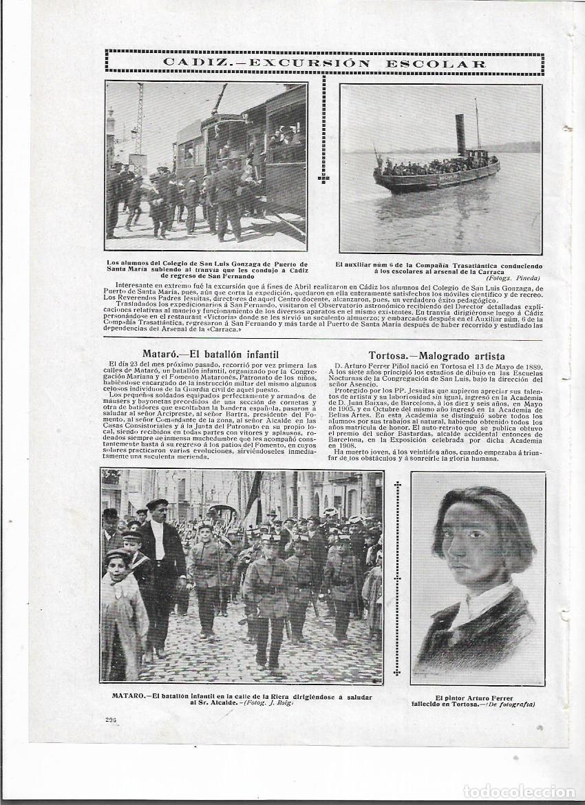 Coleccionismo: A&Ntilde;O 1911 RECORTE PRENSA CADIZ EXCURSION ALUMNOS COLEGIO SAN LUIS DE GONZAGA AL ARSENAL DE LA CARRACA