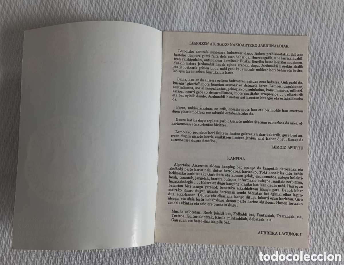 Coleccionismo: Programa de las Jornadas Internacionales contra Lem&oacute;niz, 1981 - Foto 2
