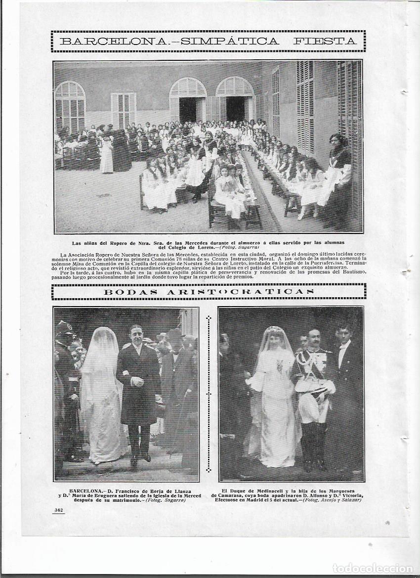 Coleccionismo: A&Ntilde;O 1911 RECORTE PRENSA BARCELONA COMIDA A LAS NI&Ntilde;AS ROPERO MERCEDES SERVIDO ALUMNAS COLEGIO LORETO