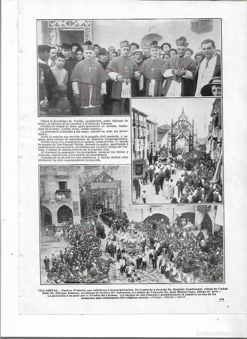 Collecting paper: A&Ntilde;O 1911 RECORTE PRENSA VILLARREAL CASTELLON SAN PASCUAL BAILON PROCESION ARRABAL DEL CARMEN