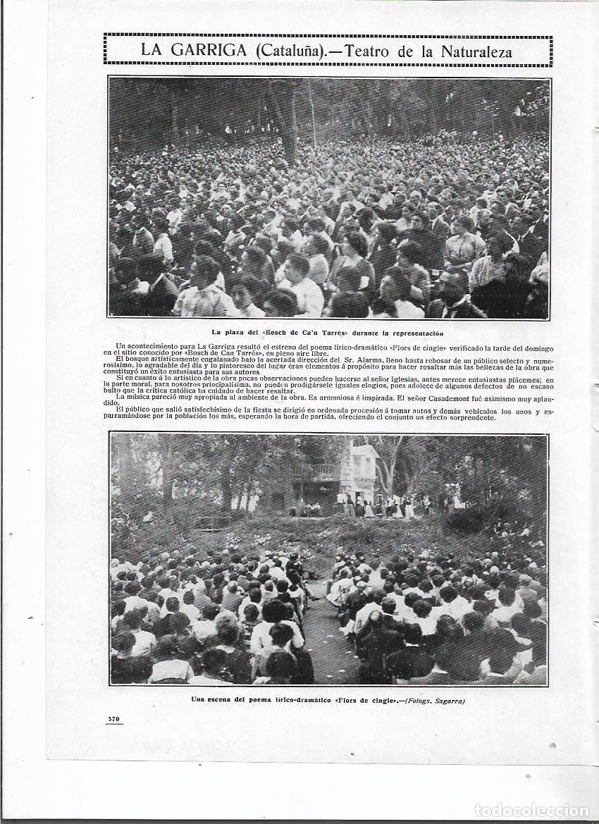 Colecionismo: A&Ntilde;O 1911 RECORTE PRENSA LA GARRIGA TEATRO DE LA NATURALEZA FLORS DE CIGNE PLAZA BOSC DE CAN TARRES