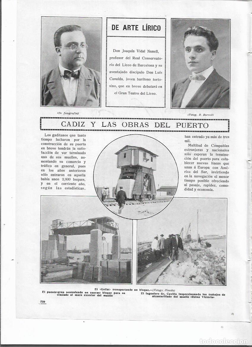 Coleccionismo: A&Ntilde;O 1911 RECORTE PRENSA CADIZ OBRAS PUERTO EL GOLIAT TRANSPORTANDO UN BLOQUE ALCANTARILLADO MUELLE