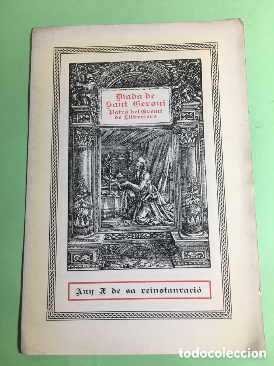Coleccionismo: 1933 Diada de Sant Geroni Patr&oacute; del Gremi de Llibreters Any X Reinstauraci&oacute;, Fullet Apat de Germanor