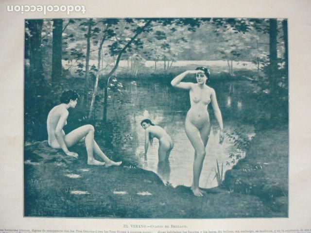 Coleccionismo: EL VERANO ANTIGUA LAMINA EROTICA EROTISMO DESNUDO SIGLO XIX 34 X 26 CM