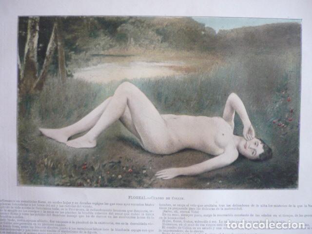 Coleccionismo: FLOREAL ANTIGUA LAMINA CROMOLITOGRAFICA EROTICA EROTISMO DESNUDO SIGLO XIX 34 X 26 CM