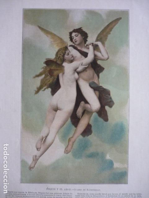 Coleccionismo: PSIQUIS Y EL AMOR ANTIGUA LAMINA CROMOLITOGRAFICA EROTICA EROTISMO DESNUDO SIGLO XIX 34 X 26 CM