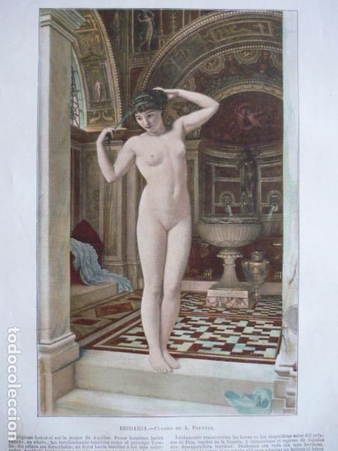 Collectionnisme: DEIDAMIA ANTIGUA LAMINA CROMOLITOGRAFICA EROTICA EROTISMO DESNUDO SIGLO XIX 34 X 26 CM