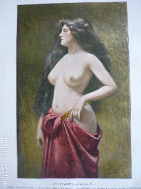 Collectionnisme: UNA FAVORITA ANTIGUA LAMINA CROMOLITOGRAFICA EROTICA EROTISMO DESNUDO SIGLO XIX 34 X 26 CM