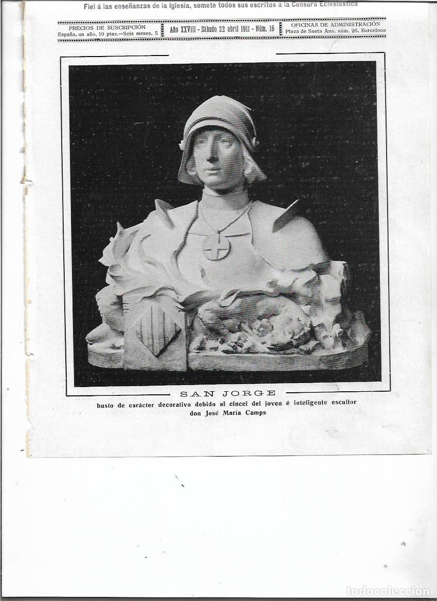 Coleccionismo: A&Ntilde;O 1911 RECORTE PRENSA ESCULTURA SAN JORGE SANT JORDI BUSTO ESCULTOR JOSE MARIA CAMPS