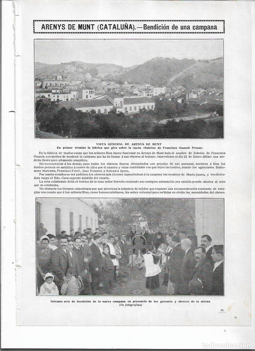 Collecting paper: A&Ntilde;O 1911 RECORTE PRENSA ARENYS DE MUNT BENDICION CAMPANA FABRICA SOBRINO FRANCISCO GUASCH PRESAS
