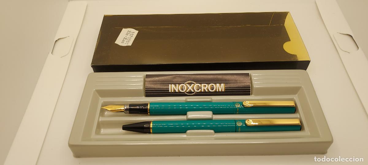 Collectionnisme: JUEGO DE PLUMA Y BOLIGRAFO, INOXCROM OXFORD, VERDE, SIN USAR