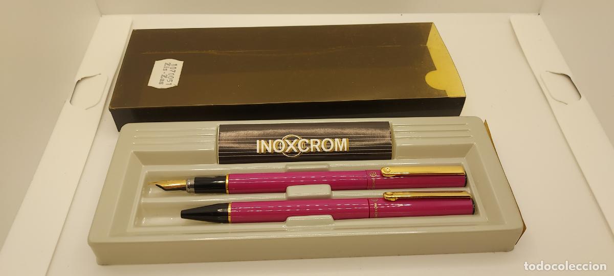 Collectionnisme: JUEGO DE PLUMA Y BOLIGRAFO, INOXCROM OXFORD, FUCSIA, SIN USAR
