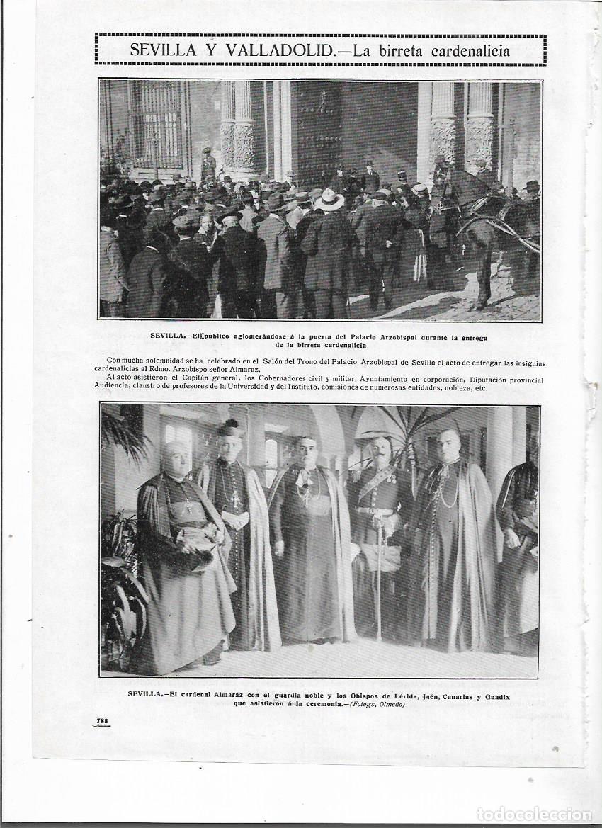 Colecionismo: A&Ntilde;O 1911 RECORTE PRENSA SEVILLA VALLADOLID BIRRETA CARDENALICIA