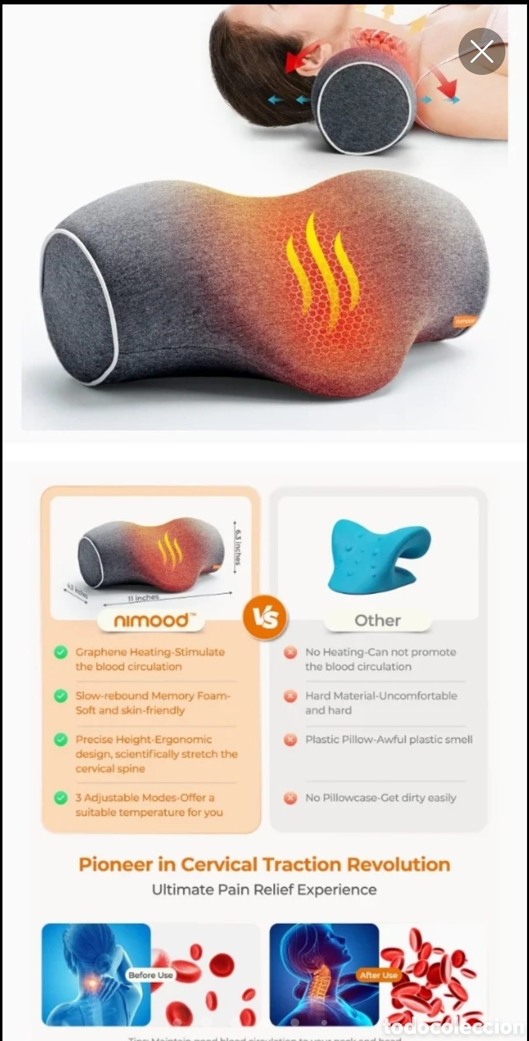 Coleccionismo: Almohada cervical NIMOOD Neck Cloud - Foto 10