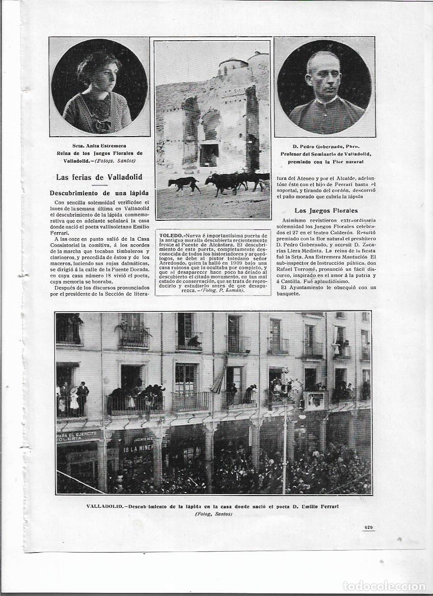 Coleccionismo: A&Ntilde;O 1911 RECORTE PRENSA VALLADOLID HOMENAJE AL POETA EMILIO FERRARI DESCUBRIMIENTO LAPIDA