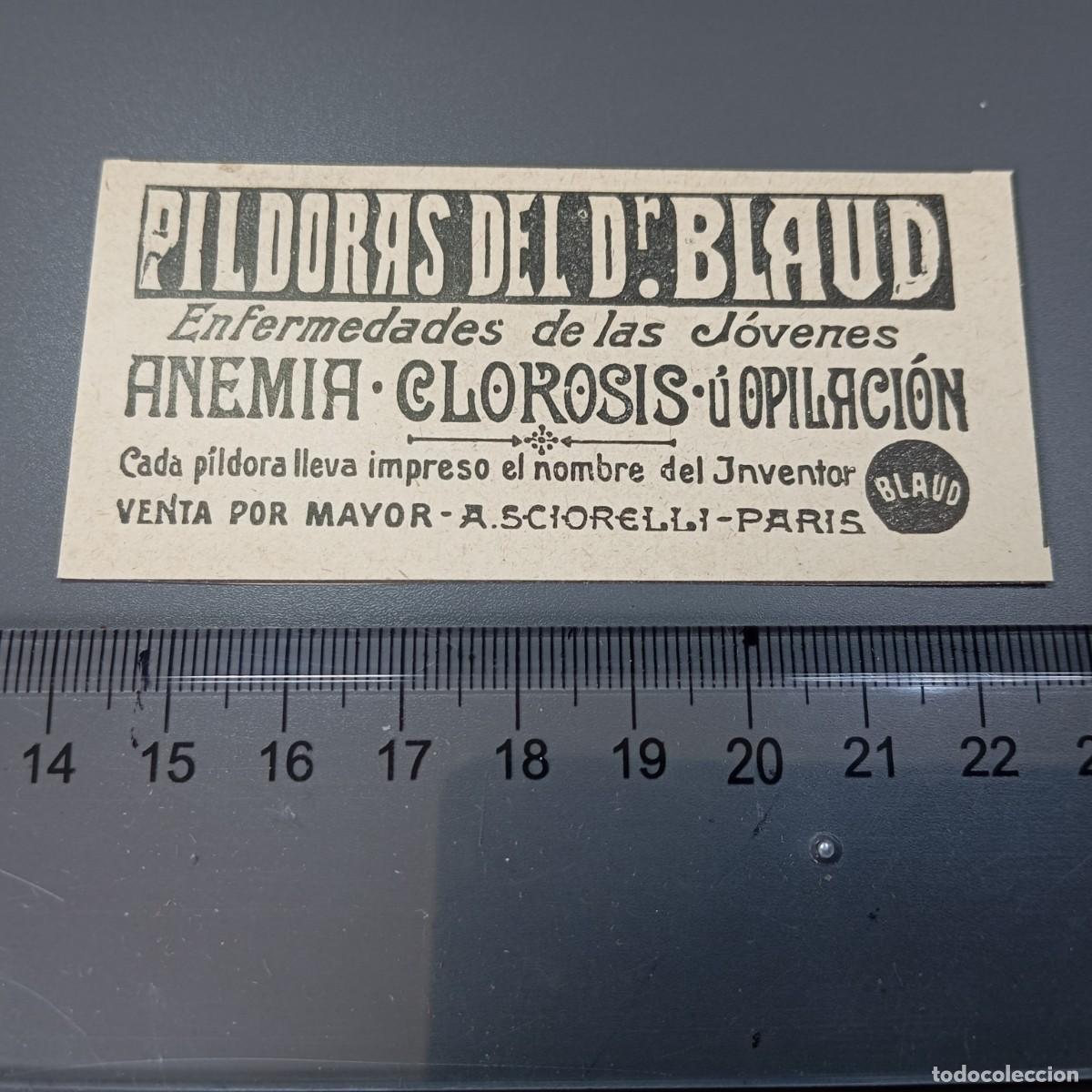 Coleccionismo: ⚜️ A&ntilde;o 1898. P&iacute;ldoras del Dr. Blaud. Publicidad. Recorte