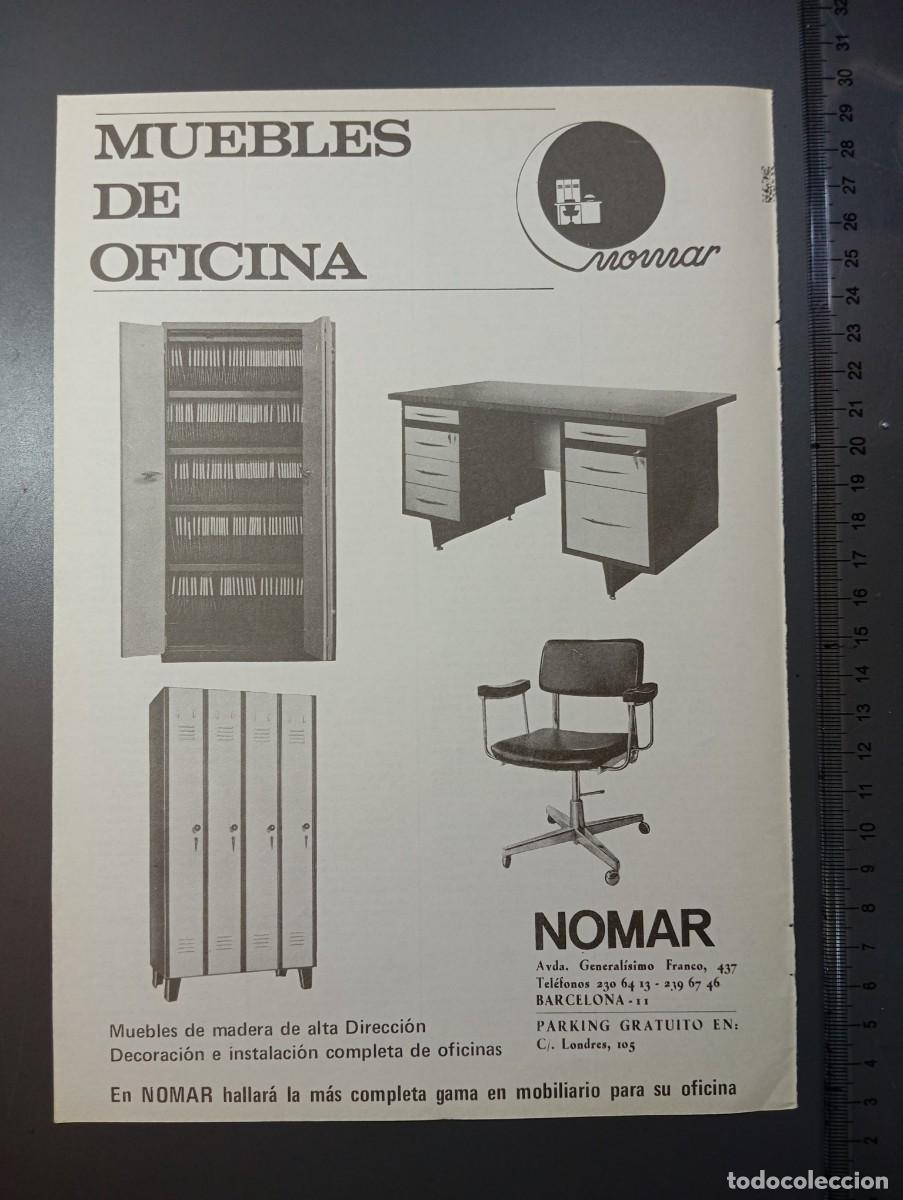 Coleccionismo: ⚜️ A&ntilde;os 70. Publicidad Muebles Nomar Barcelona. Recorte