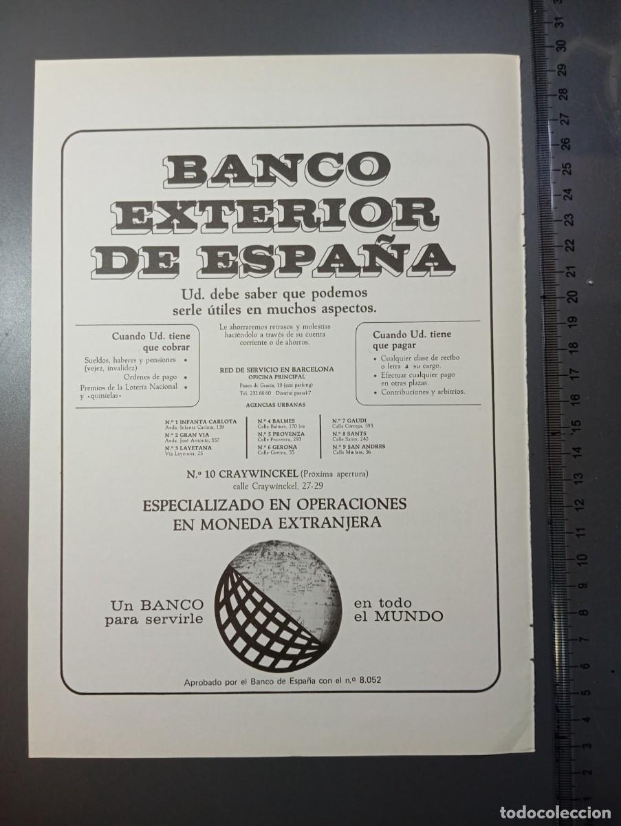 Coleccionismo: ⚜️ A&ntilde;os 70. Publicidad Banco Exterior de Espa&ntilde;a. Recorte