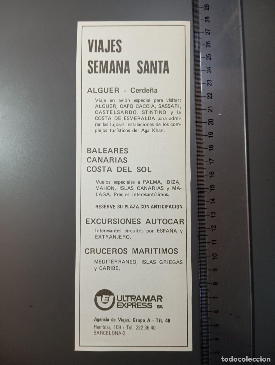 Coleccionismo: ⚜️ A&ntilde;os 70. Publicidad ULTRAMAR EXPRESS viajes semana santa. Recorte