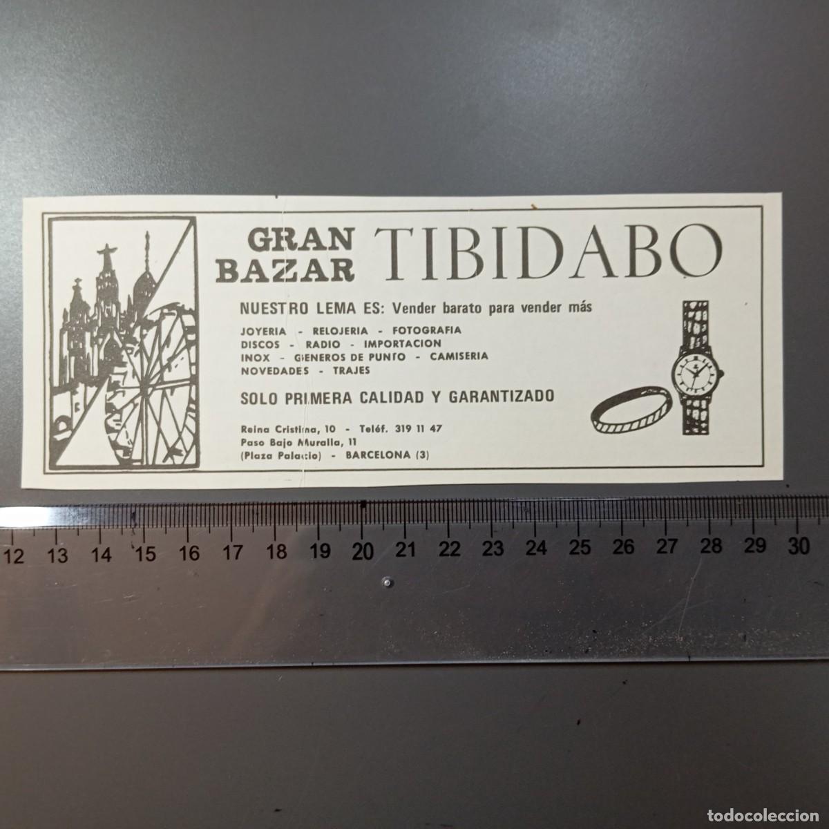 Coleccionismo: ⚜️ A&ntilde;os 70. Publicidad Gran Bazar Tibidabo Barcelona. Recorte