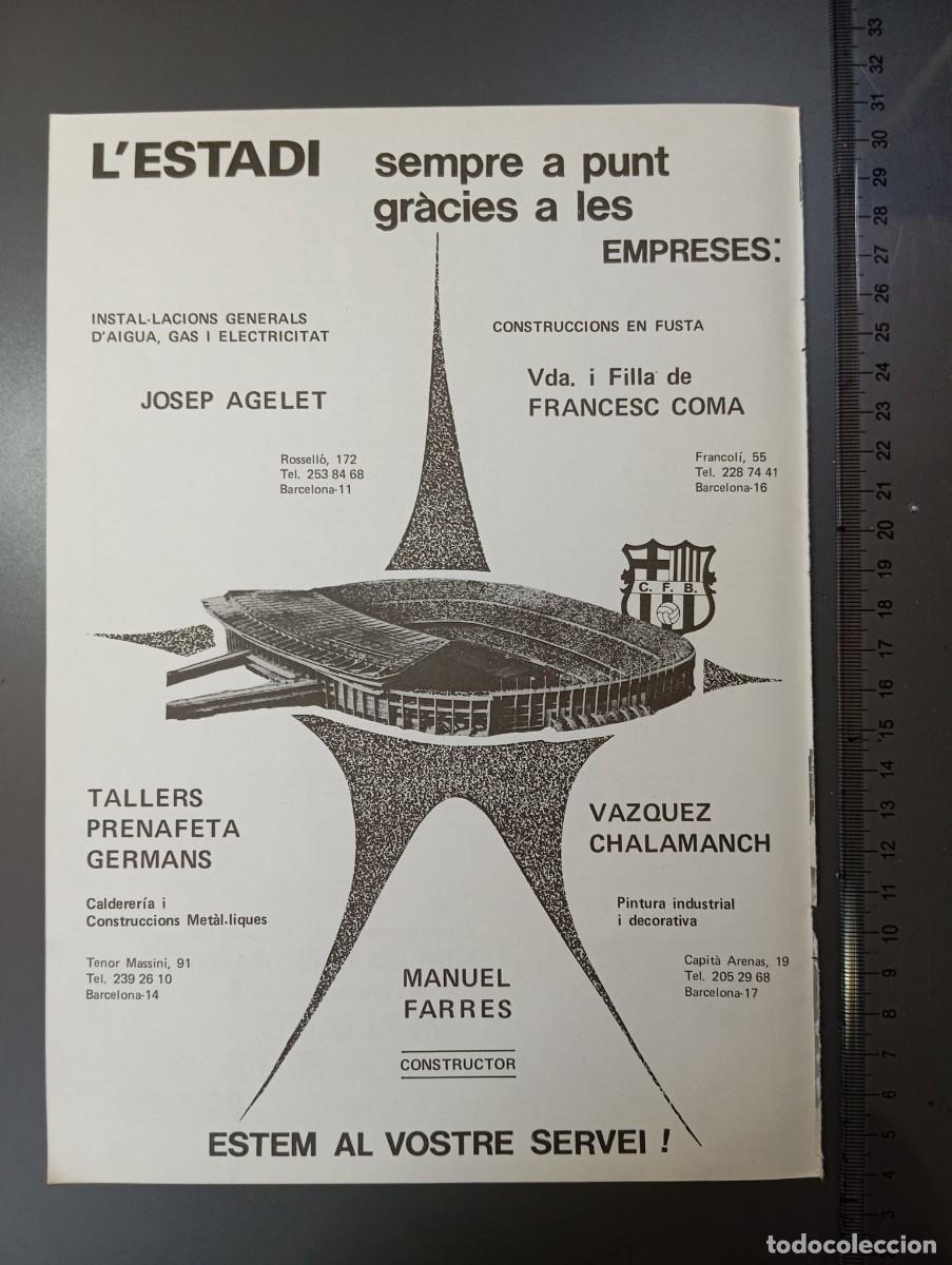 Coleccionismo: ⚜️ A&ntilde;os 70. Publicidad Estadi Les Corts, Camp Nou F C Barcelona / constructores y servicios. Recorte