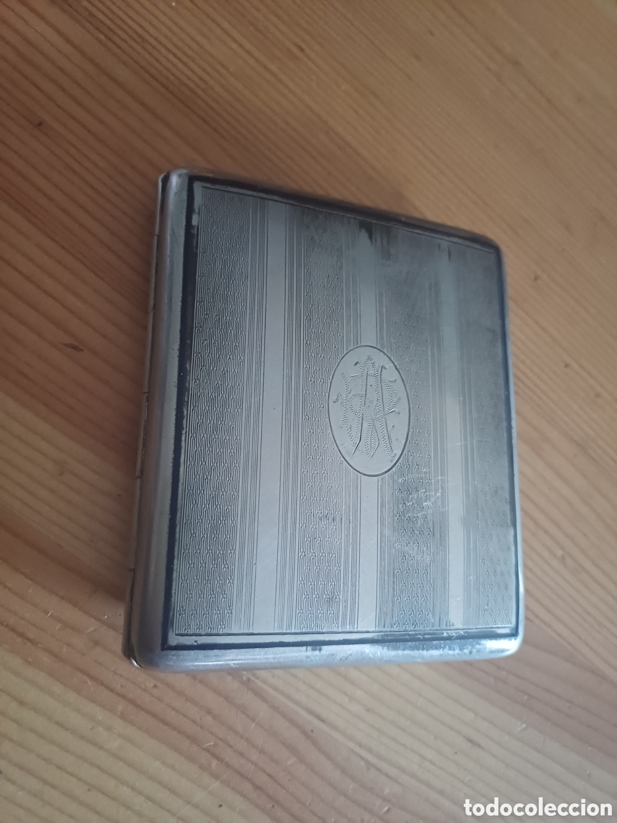 Coleccionismo: Antigua pitillera Alpaca a&ntilde;os 30 con iniciales y marca Alpacca - metal tabaco antiguo