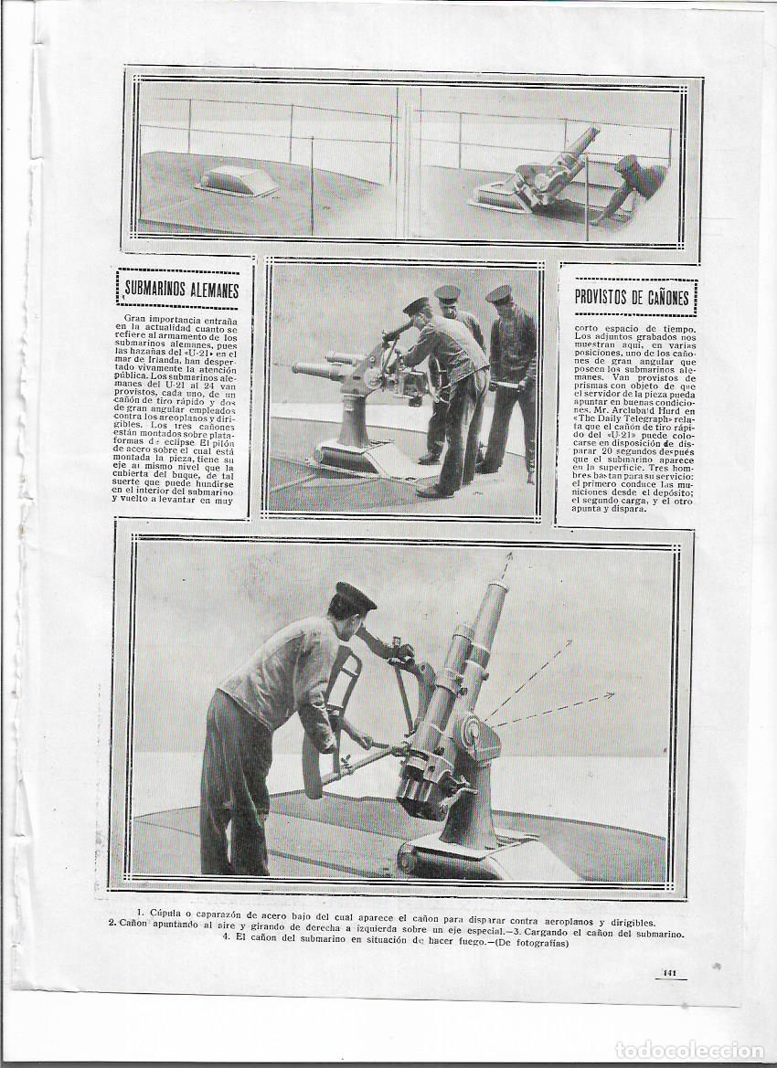 Collectionnisme: A&Ntilde;O 1915 RECORTE PRENSA GUERRA SUBMARINO SUBMARINOS ALEMANES CON CA&Ntilde;ONES