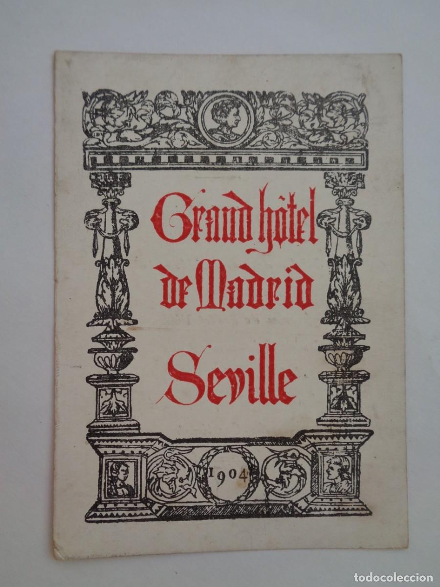 Coleccionismo: GRAN HOTEL DE MADRID , SEVILLE ( SEVILLA ) , 1904 : TARJETA DE MEN&Uacute;