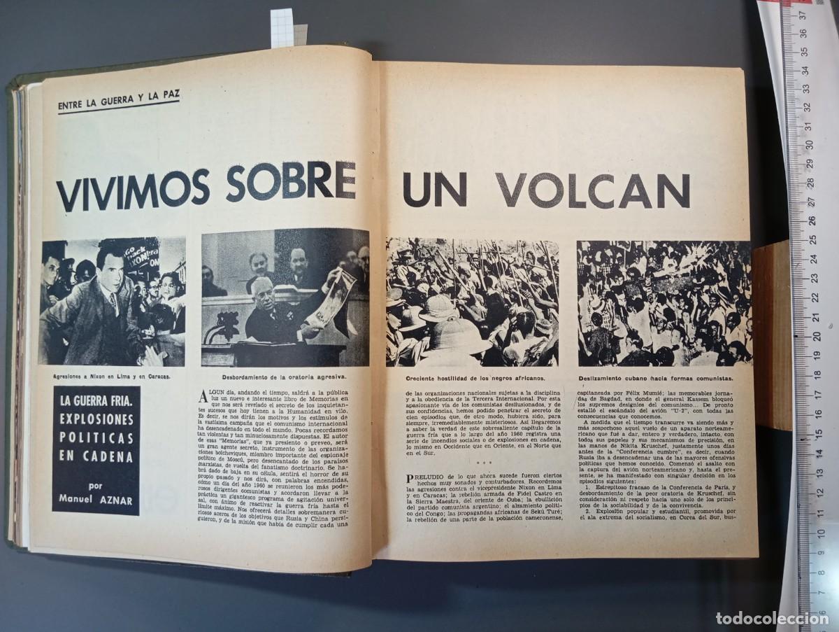 Coleccionismo: ⚜️ 1960. Documento GUERRA FR&Iacute;A, Vivimos sobre un volc&aacute;n. Nixon, Cuba, URSS. 3 hojas. Recorte prensa