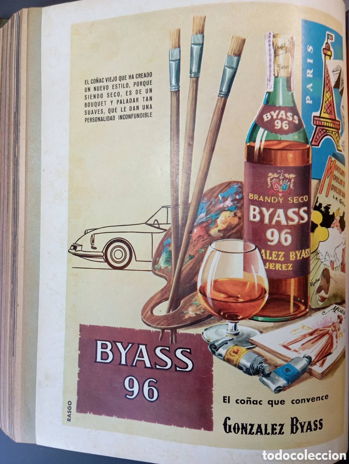 Coleccionismo: ⚜️ 1960. L&aacute;mina EL ADI&Oacute;S DEL MAQUINISTA, Vicente Cutanda + Brandy Byass 96. 1 hoja. Recorte prensa