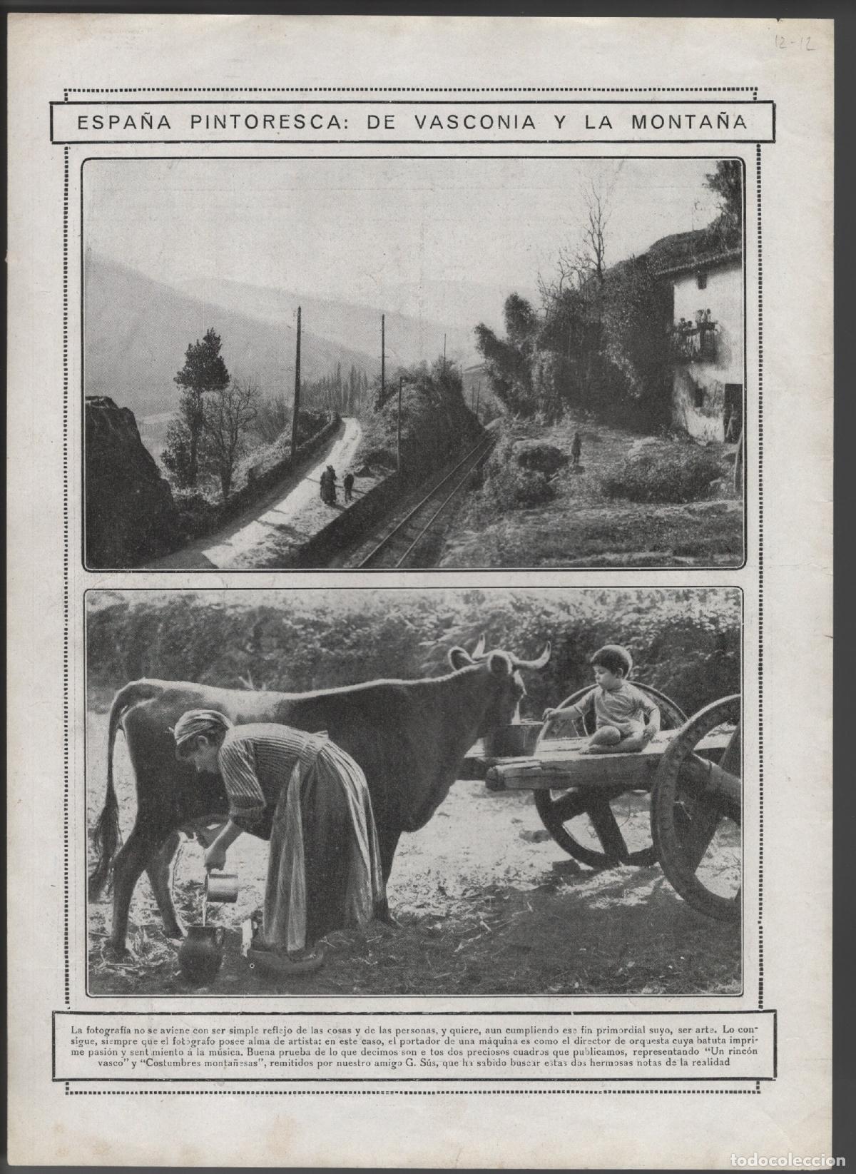 Coleccionismo: ESPA&Ntilde;A PINTORESCA: DE VASCONIA Y LA MONTA&Ntilde;A - HOJA DE REVISTA 1912