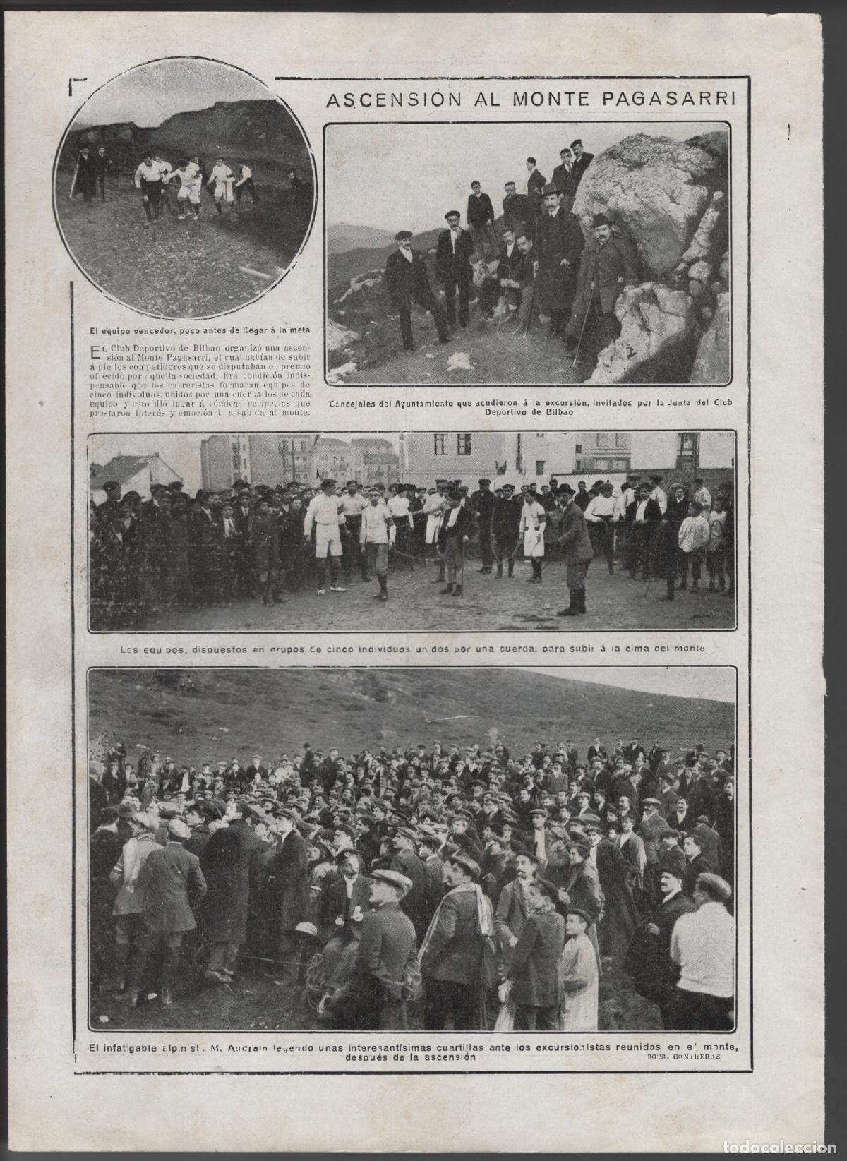 Coleccionismo: ASCENSIONAL MONTE PAGASARRI - HOJA DE REVISTA 1912