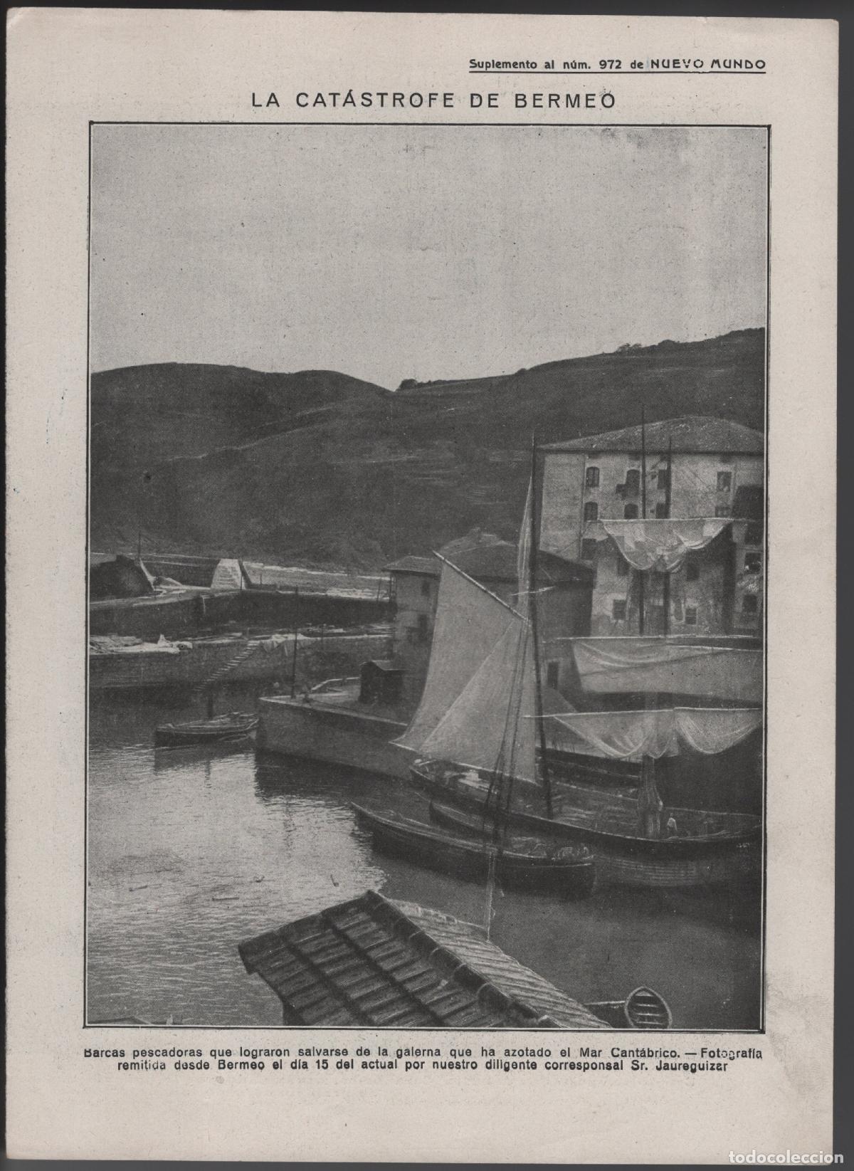 Coleccionismo: LA CAT&Aacute;STROFE DE BERMEO - HOJA DE REVISTA 1912