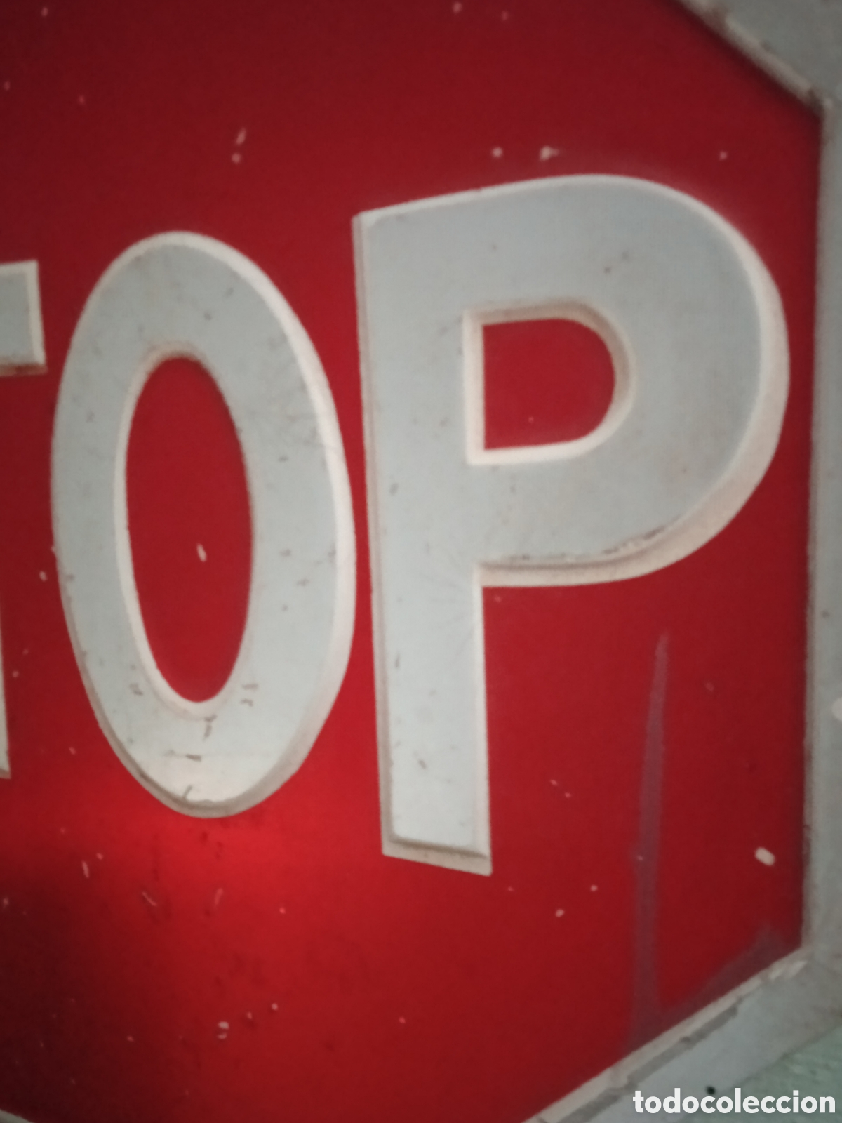 Coleccionismo: STOP , se&ntilde;al en Relieve retirada , aprox. 60 x 60 cm - Foto 3